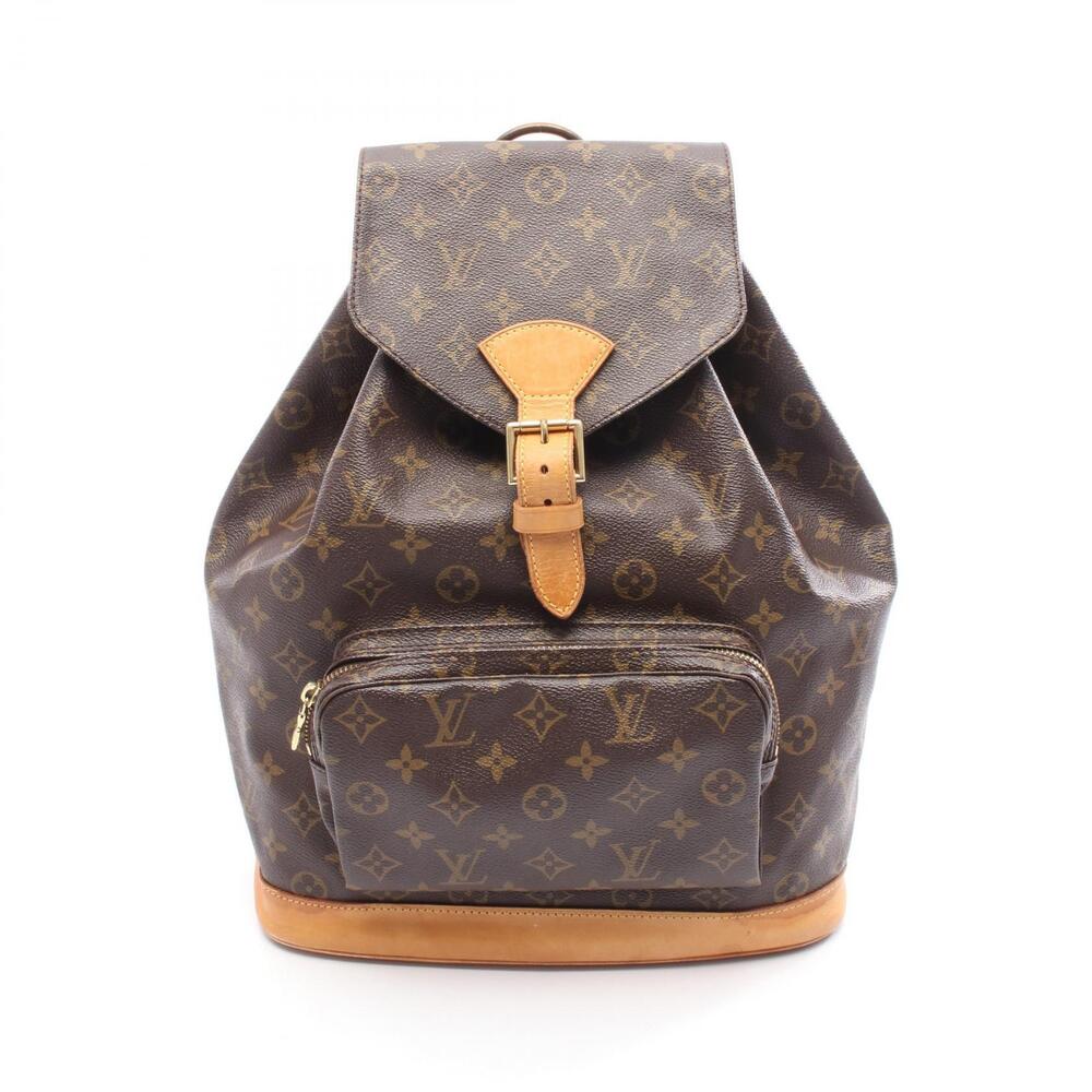 Louis Vuitton Montsouris Backpack Rucksack Canvas Leather Monogram Brown
